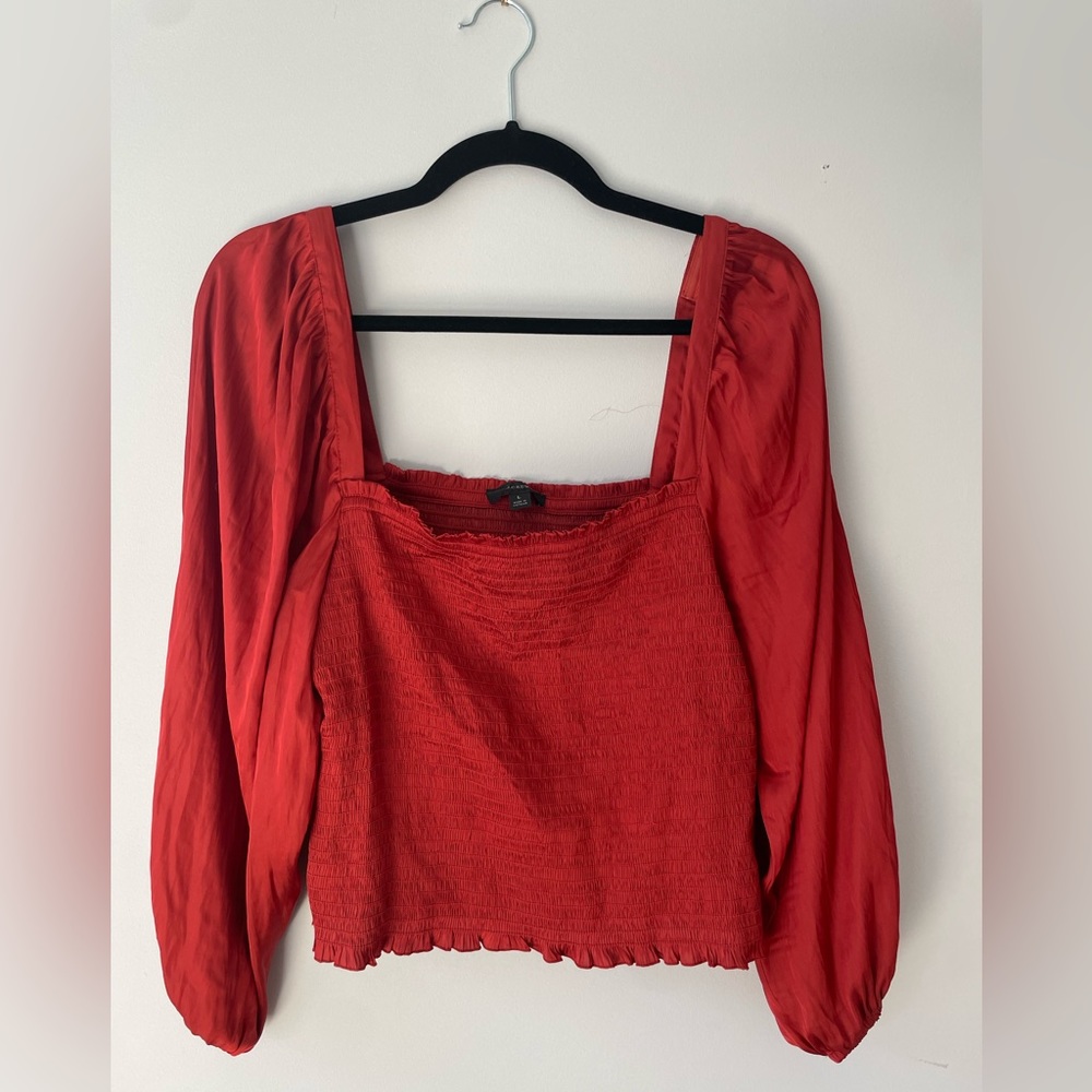 Red Jcrew Silky Blouse